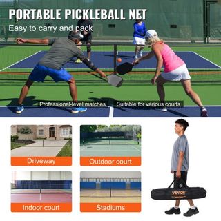 Set de Red de Pickleball, Sistema Portátil de Pickleball de Tamaño Regulador de 22FT con Bolsas, Pelotas, Palas, Ruedas y Líneas de Cancha, Marco de Metal Resistente a la Intemperie y Red de PE, p...