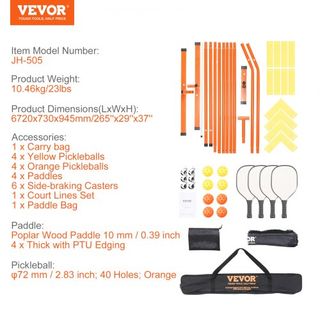 Set de Red de Pickleball, Sistema Portátil de Pickleball de Tamaño Regulador de 22FT con Bolsas, Pelotas, Palas, Ruedas y Líneas de Cancha, Marco de Metal Resistente a la Intemperie y Red de PE, p...