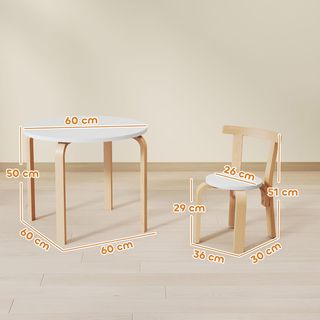 Tavolo con 5 Sedie per Bambini 3-8 Anni, Bordi Arrotondati e Superfici Colorate, Tavolo per Bambini in Legno Bianco con 4 Sedie
