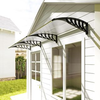 Pérgola Exterior 303X96Cm, Pérgola de Policarbonato y Aluminio para Balcones, Ventanas y Puertas, Negra y Transparente