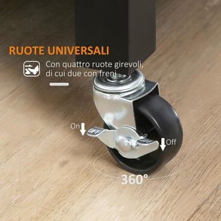 Carro De Cocina De Madera Con Cajón, Armario Y Estantes, Carrito Portacomidas Con Ruedas, 83X45X88Cm, Negro