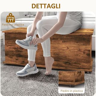 Banco Contenedor, Baúl Interior Con Patas Antideslizantes, Capacidad 120 Kg, Caja Contenedor Interior de Madera, para Dormitorio y Entrada, 100X40X40 Cm, Marrón