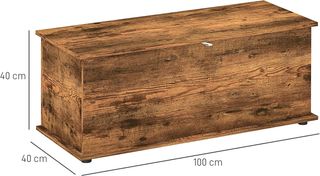 Banco Contenedor, Baúl Interior Con Patas Antideslizantes, Capacidad 120 Kg, Caja Contenedor Interior de Madera, para Dormitorio y Entrada, 100X40X40 Cm, Marrón