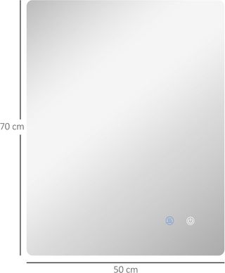 Espejo de Baño Con Luz LED 70X50 Cm, 3 Colores de Luz, 3000K-6500K, Interruptores Táctiles, Espejo de Pared Retroiluminado Con Brillo Regulable, Función de Memoria y Antiempañamiento, IP44