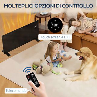 Estufa Eléctrica de Bajo Consumo 2000W, Termoconvector Eléctrico Silencioso de Pared y Suelo, Radiador Eléctrico con Pantalla LED, Temporizador 24H/Semanal, Termostato y Mando a Distancia, Negro