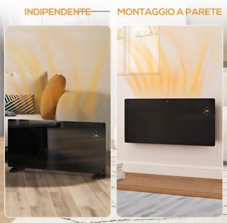 Estufa Eléctrica de Bajo Consumo 2000W, Termoconvector Eléctrico Silencioso de Pared y Suelo, Radiador Eléctrico con Pantalla LED, Temporizador 24H/Semanal, Termostato y Mando a Distancia, Negro