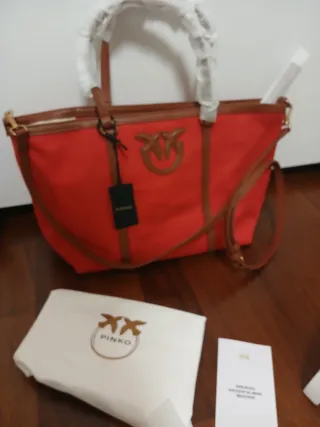 Borsa Pinko Shopper Arancione