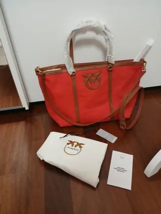 Borsa Pinko Shopper Arancione