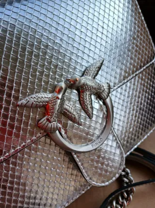 Borsa Pinko Argento in pelle pitonata