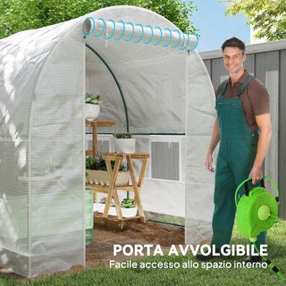 Invernadero de Jardín en Túnel 2.5X2X2 M con Puertas Enrollables y Ventanas, Invernadero para Huerto con 2 Refuerzos Diagonales, Estructura de Metal y Cubierta de PE, para Huerto de Verduras y Flo...