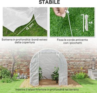 Invernadero de Jardín en Túnel 2.5X2X2 M con Puertas Enrollables y Ventanas, Invernadero para Huerto con 2 Refuerzos Diagonales, Estructura de Metal y Cubierta de PE, para Huerto de Verduras y Flo...
