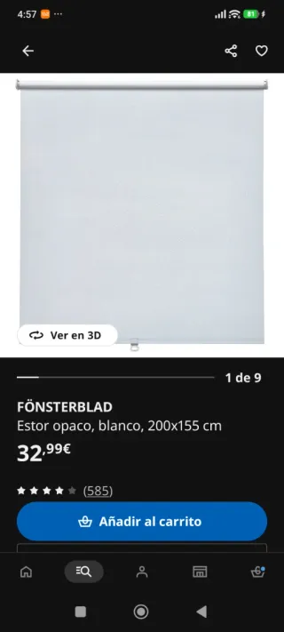 Estor opaco Fönsterblad Ikea 200x155 cm NEGOCIABLE