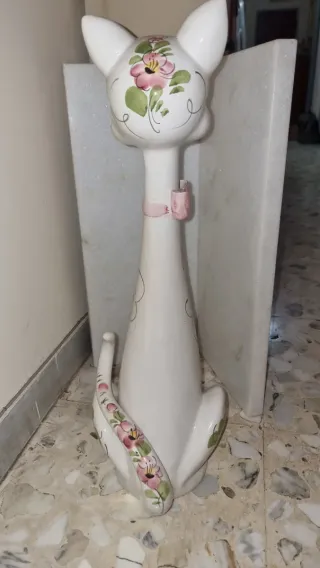 Gatto Ceramica Vintage dipinto a mano anni '60