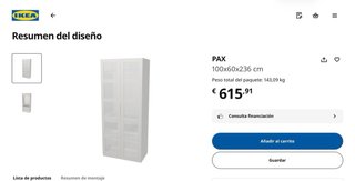 Armario Ikea Blanco 2.38m Alto x 1m Ancho