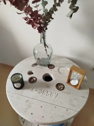 Mesa Bobina Ruedas Madera