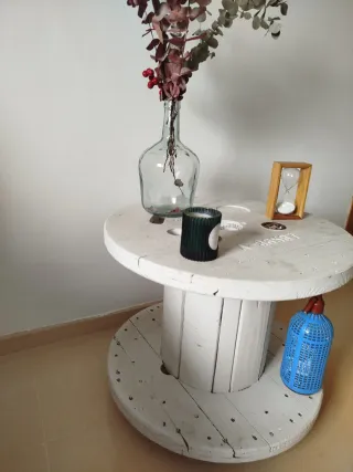 Mesa Bobina Ruedas Madera