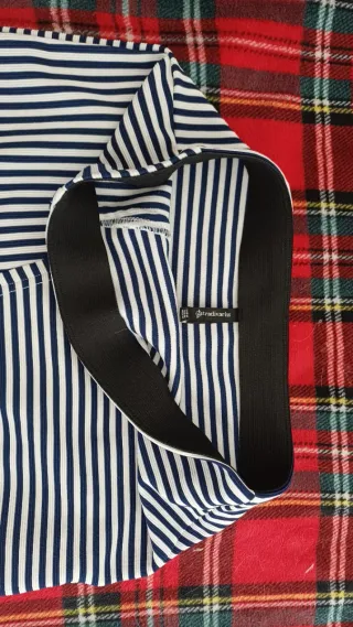 Falda ajustada de rayas azul y blanco