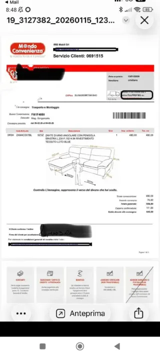 Vendo divano mondo convenienza praticamente Nuovo