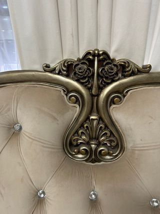 Pareja de Sofás Clásico Italiano Beige y Dorado