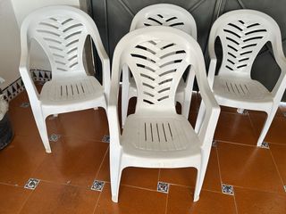Lote 4 Sillas Exterior Plástico Blancas