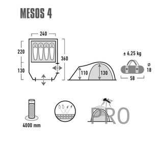 Tienda de túnel gris oscuro - High Peak