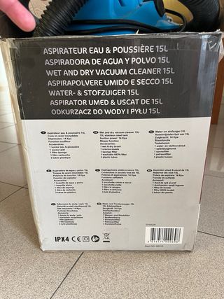 Aspirador agua cenizas y polvo 1000W 15L