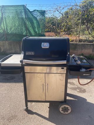 Barbacoa de gas negra y plateada