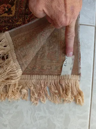 Tappeto design persiano in lana beige e rosso