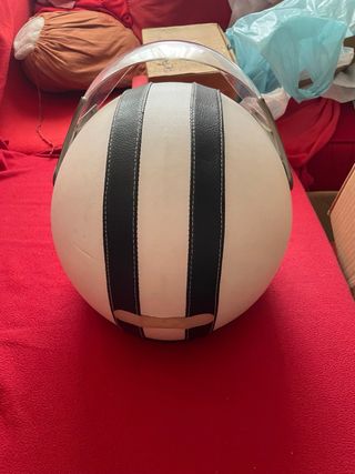 Casco Moto Retro Talla S Blanco/Negro