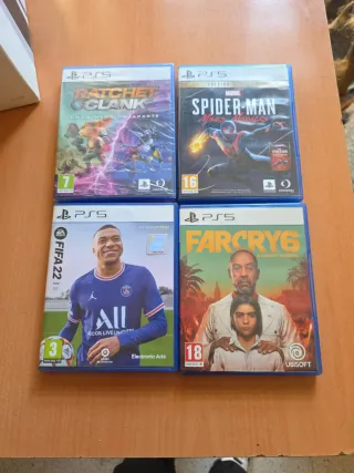 Lote 4 Juegos PS5: Ratchet, Spider-Man, FIFA, Far