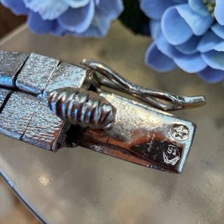 Bracciale Argento Massiccio Anni '60 Blu