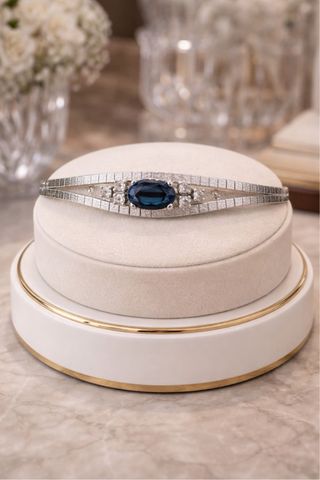 Bracciale Argento Massiccio Anni '60 Blu