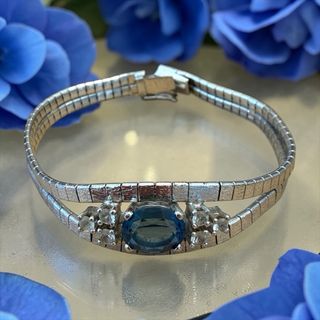 Bracciale Argento Massiccio Anni '60 Blu