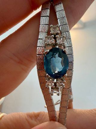 Bracciale Argento Massiccio Anni '60 Blu