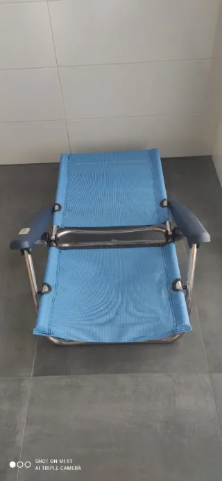 Sillón de playa plegable azul