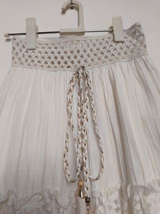 Falda corta  Ibicenca boho Azara Paris blanca S/M