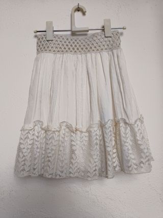 Falda corta  Ibicenca boho Azara Paris blanca S/M