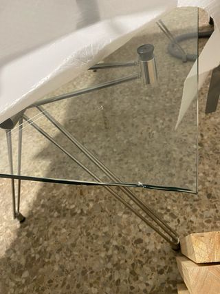 Mesa de cristal y metal comedor/oficina