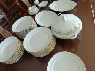 Vajilla Bidasoa Porcelana Vintage Dorada
