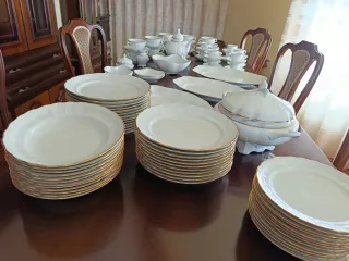 Vajilla Bidasoa Porcelana Vintage Dorada