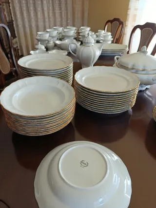 Vajilla Bidasoa Porcelana Vintage Dorada