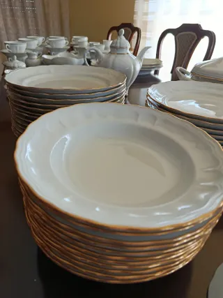 Vajilla Bidasoa Porcelana Vintage Dorada