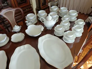 Vajilla Bidasoa Porcelana Vintage Dorada