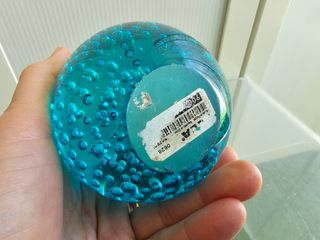 Pisapapeles cristal azul burbujas, ikea vintage