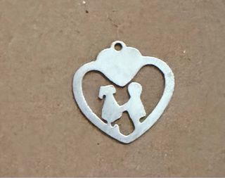 Colgante Corazón Perro y Niño Plata