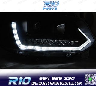 FAROS PARA VOLKSWAGEN VW T5 GP 09-14 DRL NEGROS CON INTERMIT
