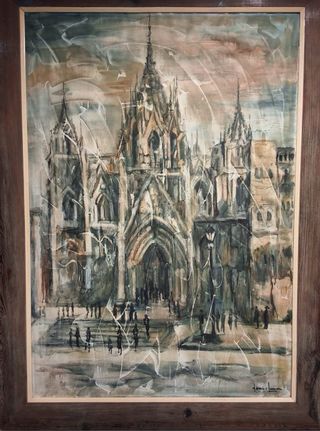 Cuadro Original Catedral Barcelona Firmado