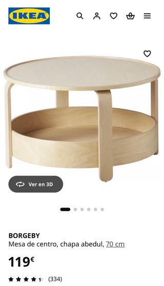 Mesa de centro redonda modelo BORGEBY