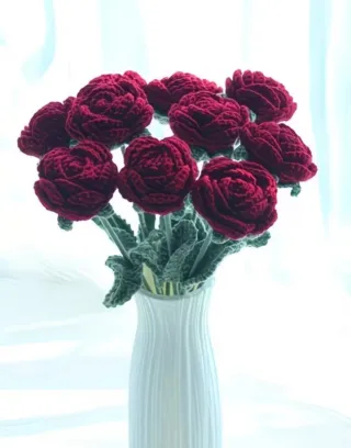 Rosa a crochet burdeos Sant Jordi
