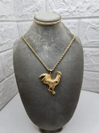 Colgante Gallo Acero Quirúrgico Baño Oro